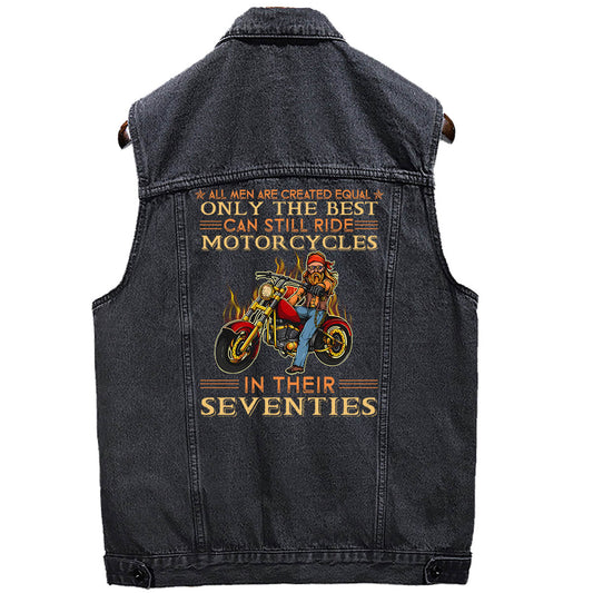 The Best Men Still Can Ride Motorcycles In Seventies Motorcycle Sleeveless Denim Jacket For Men